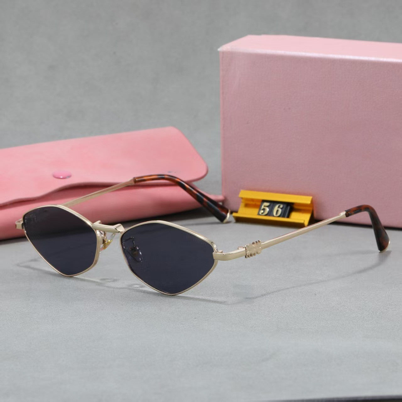 Sunglasses miu Polygonal European and American Style ins Metal high-end sunglasses for women, stylish and unique eyewear