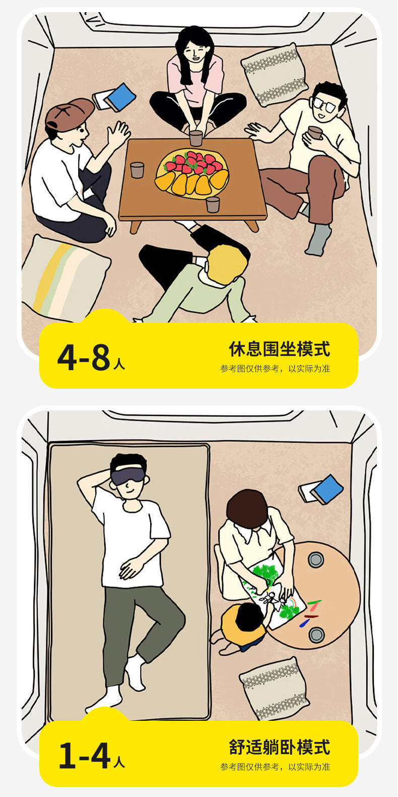 6㎡Camp Single Layer Inflatable Tent Outdoor Camping Rainproof Family Camping3-4Rooftop Tent for Camping and Home Use