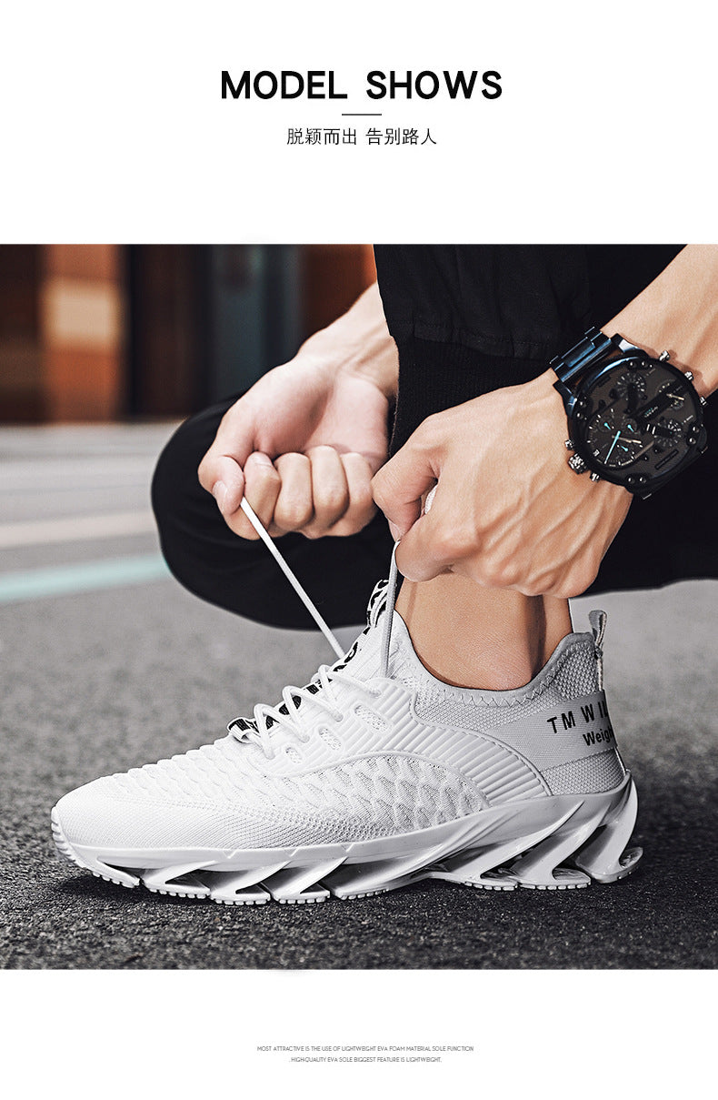 2025Summer New Men's Shoes Non-Slip Blade Shoes Men's Running Shoes Breathable Flyknit Mesh Shoes Sports Casual Shoes