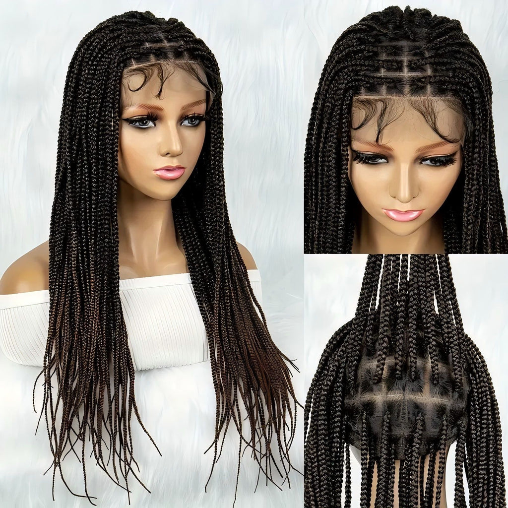 TEMU Amazon Cross-Border European and American Wig Three-Strand Braid Full Lace Hand-Woven Full Wig