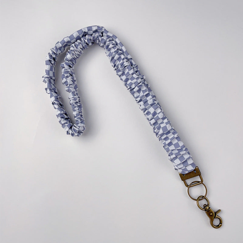Keychain Large Elastic Polyester Wrinkle Print Hanging Ring Buckle Work Badge Phone Lanyard Chain
