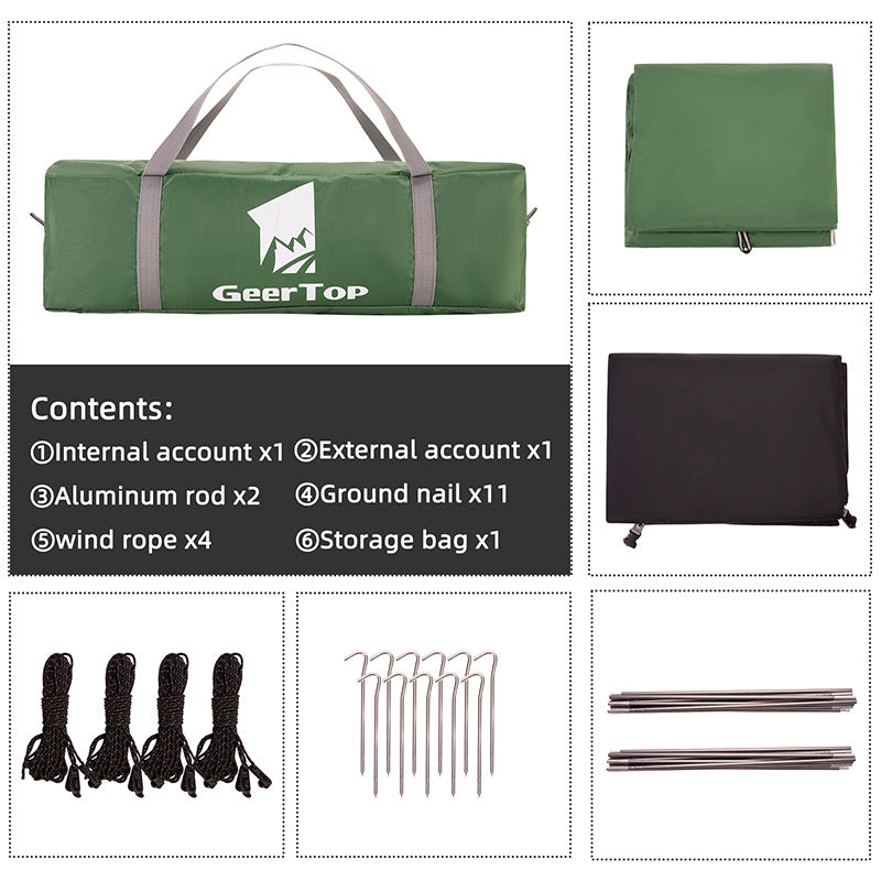 Camping Tent Double Layer Tent Sun Protection Outdoor Tent Rainproof Hiking Tent Canopy Two-in-One