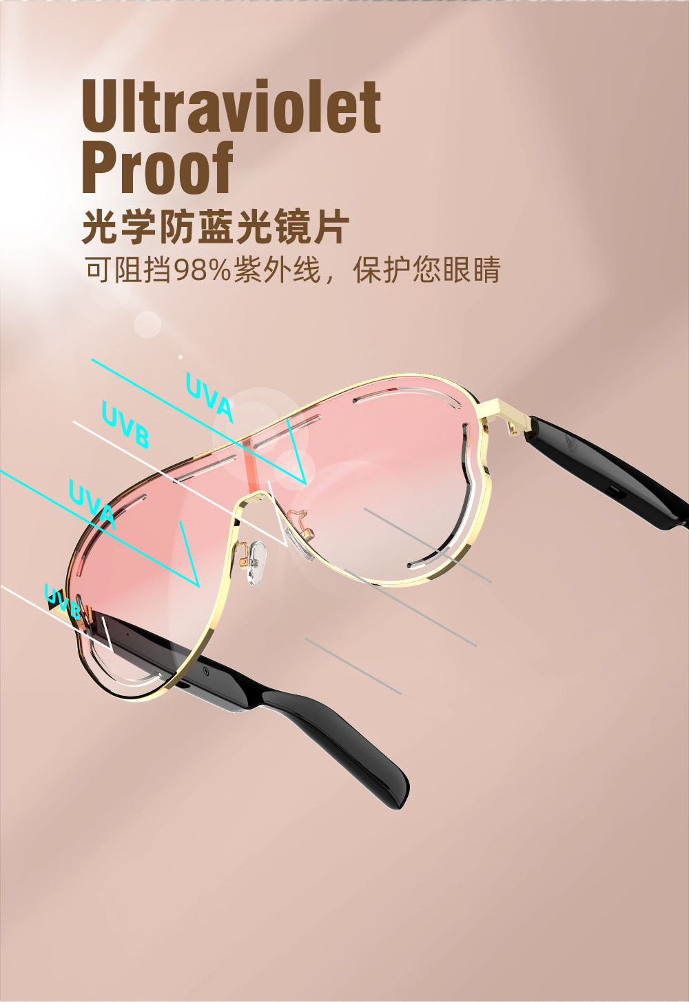 Smart Bluetooth Audio Anti-Blue Light Sunglasses Glasses Voice Assistant Can Make Calls Wireless Bluetooth Headset Smart Glasses