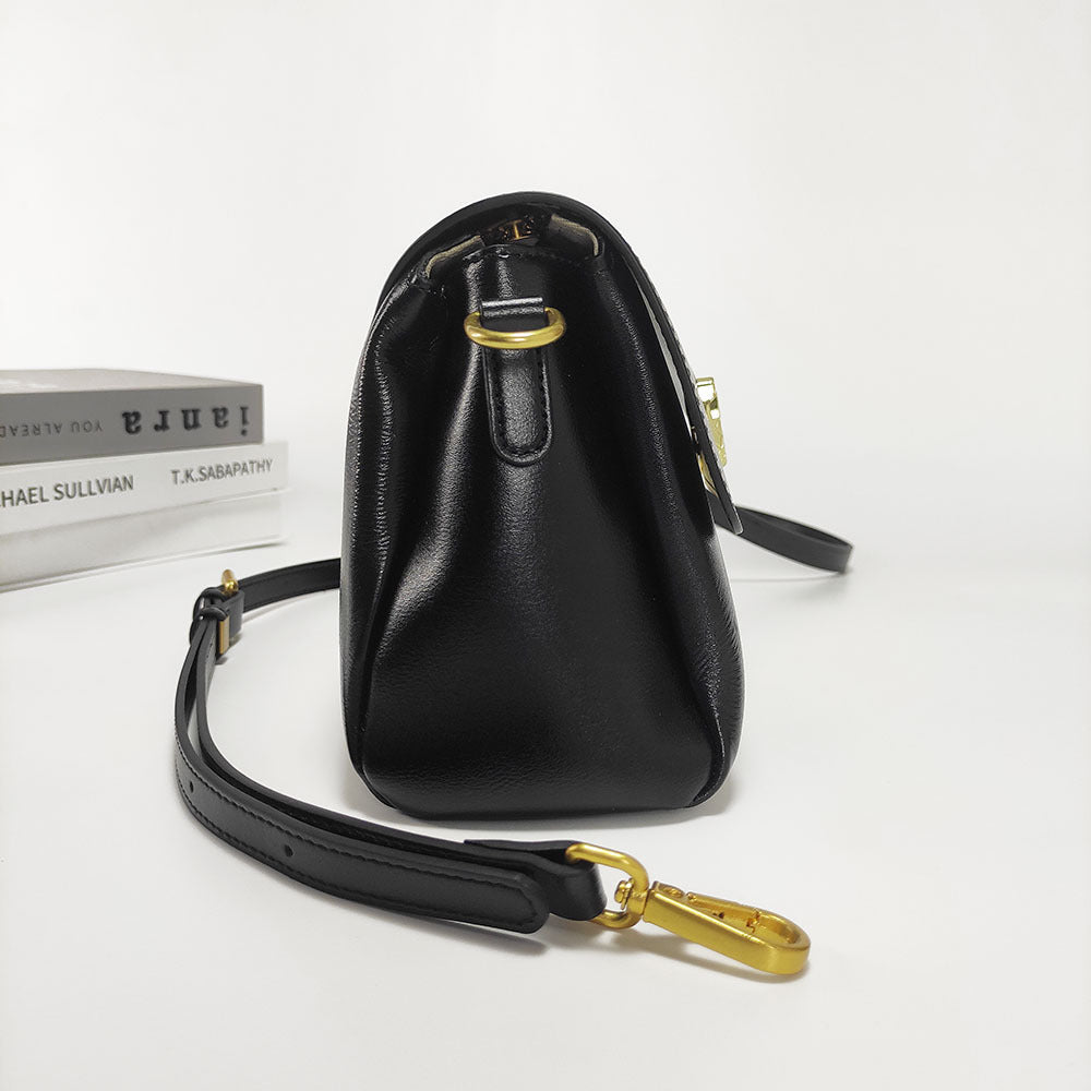 Fingerprint Unlock Bag Niche Genuine Leather Women's Bag High-end Flocked Top Layer Cowhide Single Shoulder Crossbody Commuter Underarm Bag