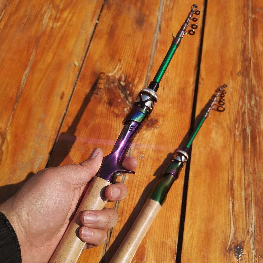 Ultra-short Carbon Fiber Shrink UL Portable Lure Rod Electroplated Telescopic Stream Lure Rod
