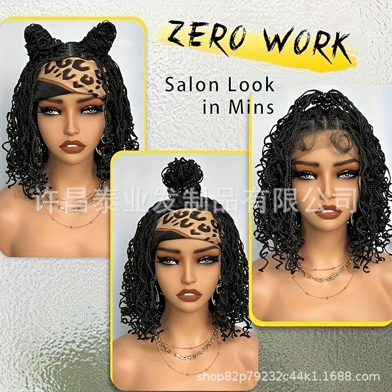 Synthetic Wig Dirty Look European and American Style Small Curls African Women Crochet Hair Extensions Afro Braid Wig All lace Headgear