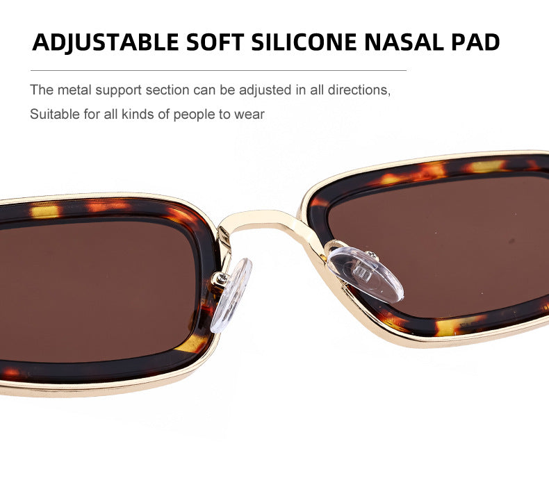 Square Small Frame Sunglasses for Women with Letter Print, Personalized European and American Retro High-End Feel ins Fashion Sunglasses for Women Trendy Glasses