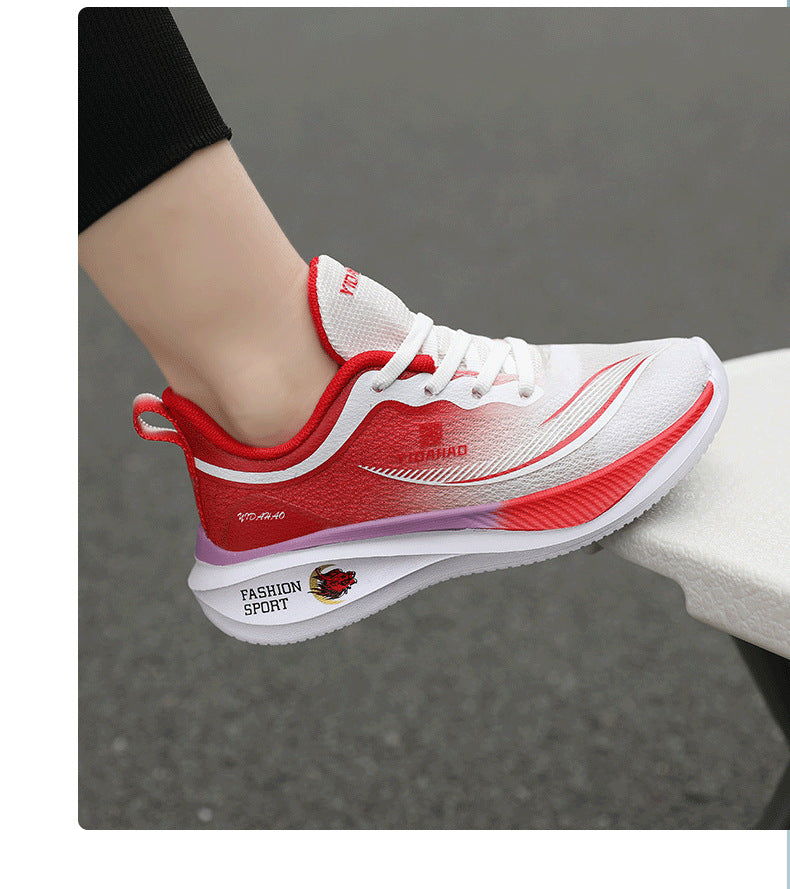 Children's Running Shoes Spring Summer Boys and Girls Shoes Flyknit Lightweight Breathable Elementary School Students Racing Sports Shoes for Young Children