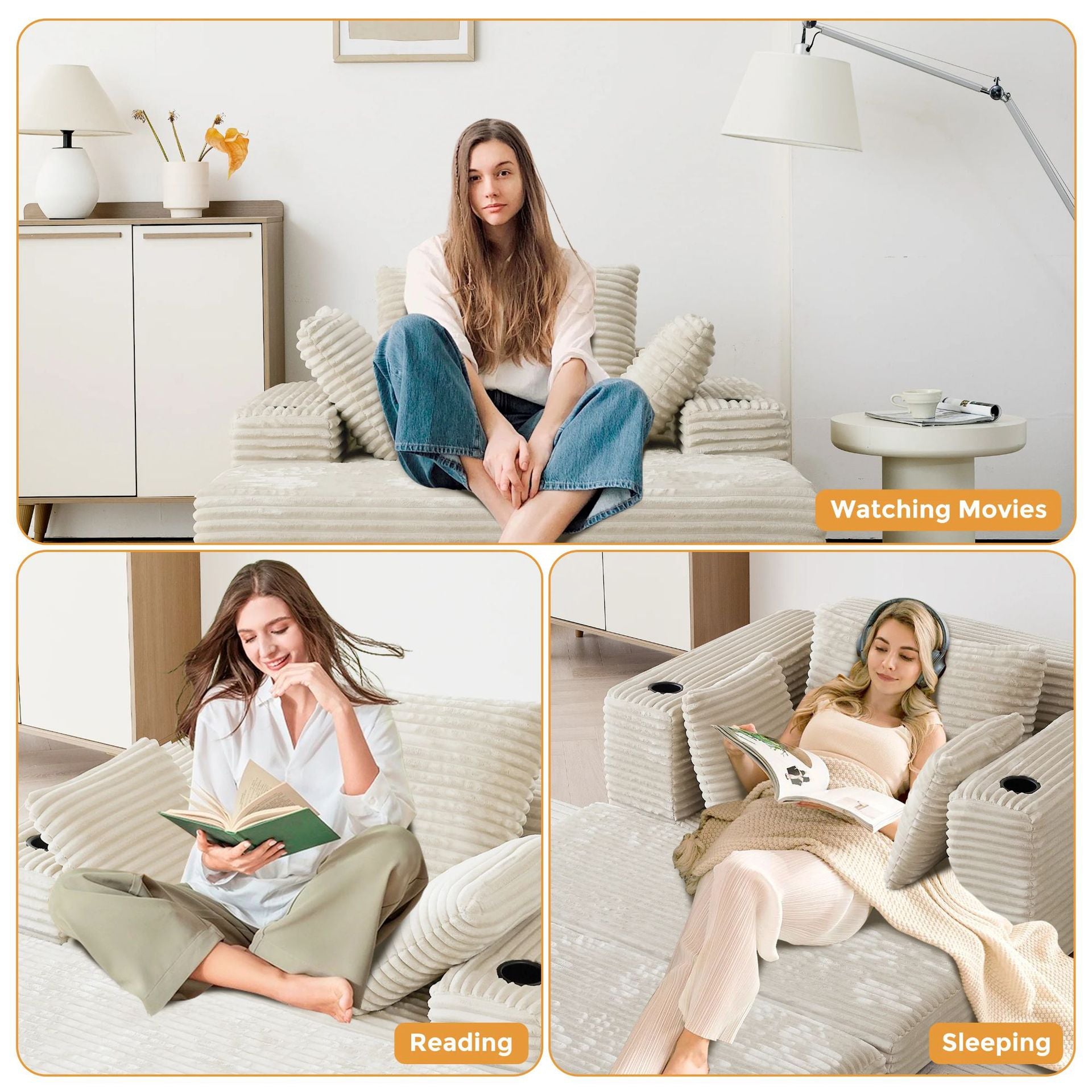 Vacuum Compressed Sofa Second-Hand Modular Combination Small Apartment Wabi-Sabi Style Living Room Designer Lamb Wool Fabric Sofa