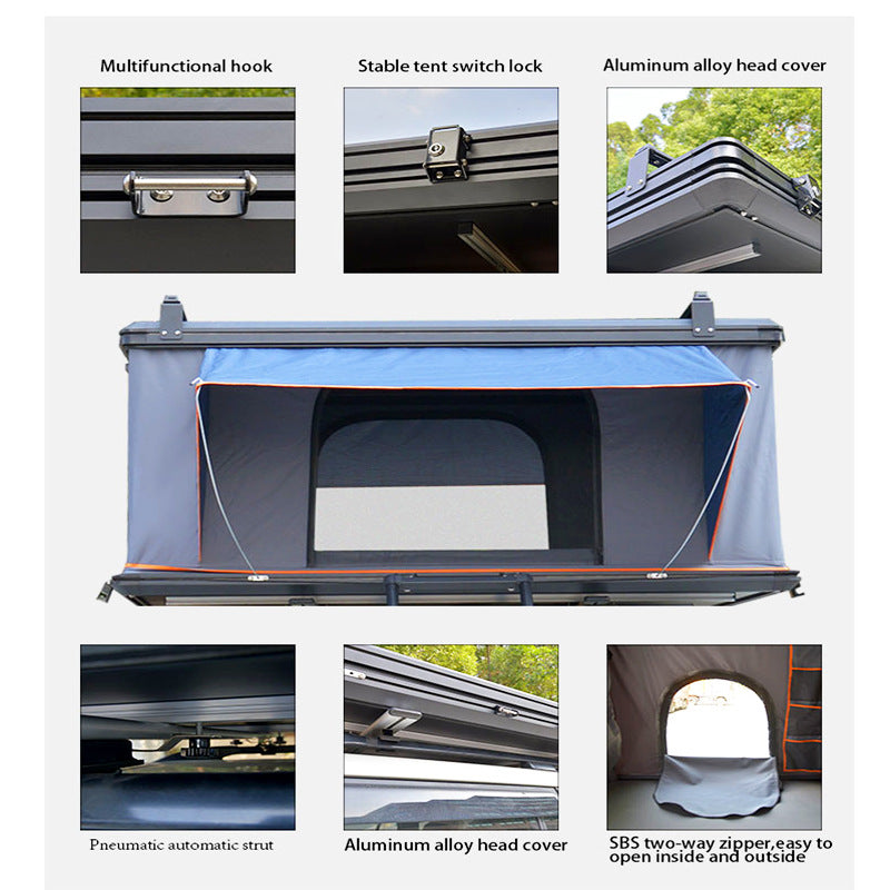 Aluminum Alloy Hard Top Car Roof Tent Double Person Rainproof Thickened Outdoor Camping Equipment SUV Universal Car Tent