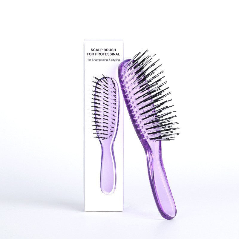 Cross-Border Meridian Fluffy Scalp Cleaning Care Comb High Low Comb Teeth Dry Wet Dual-Use Smooth Hair Fine Needle Electroplated Massage Comb