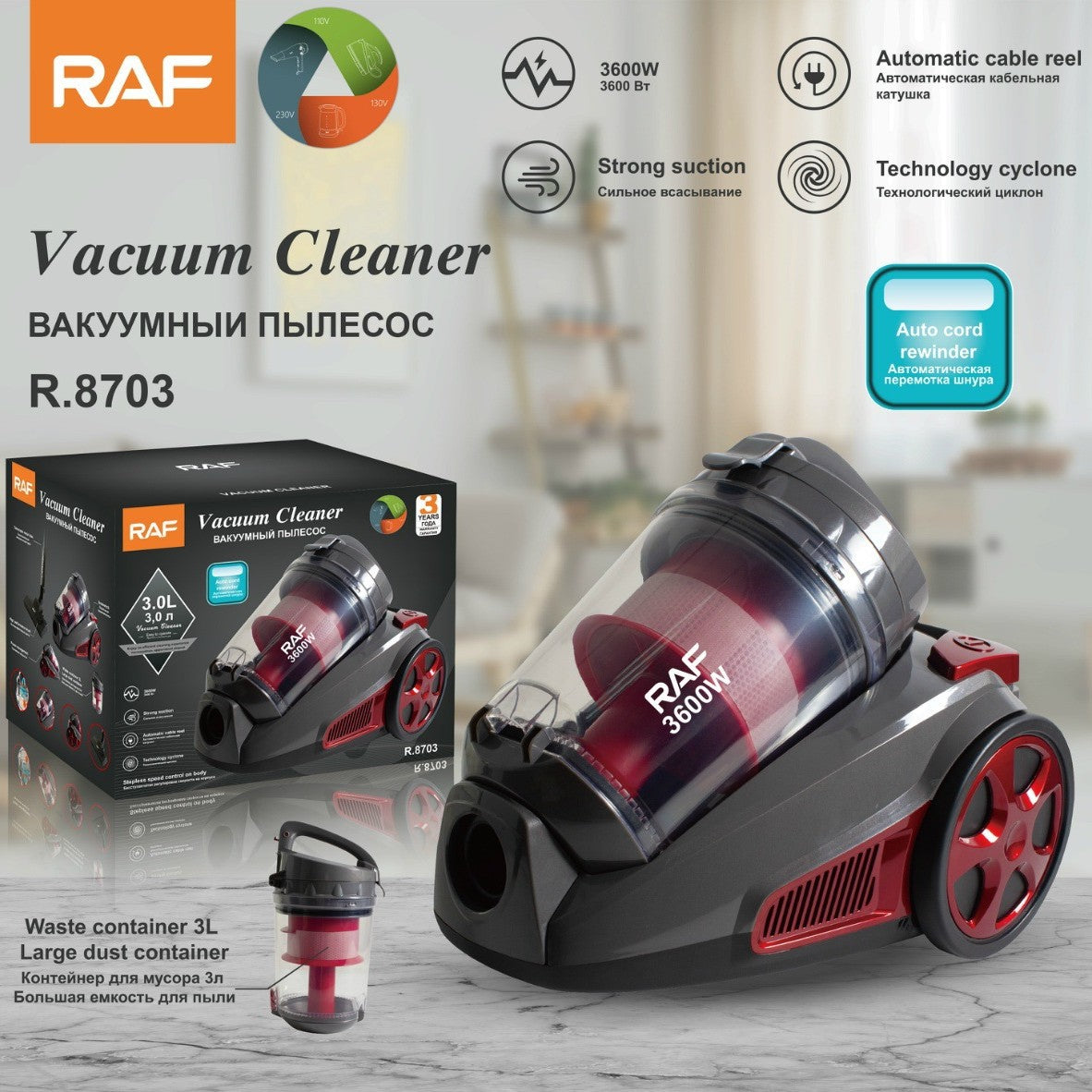 RAF Vacuum Cleaner Household Vacuum Cleaner for Bedroom and Living Room, Powerful Carpet Vacuum Cleaner with High Suction, Handheld Type