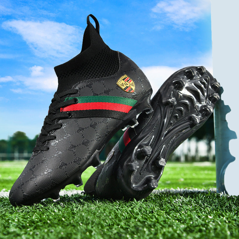 Hot-selling High-top Soccer Shoes tf Artificial Grass with Broken Nails AG Nail Leather Foot Men's and Women's Children's Youth Student Training Shoes