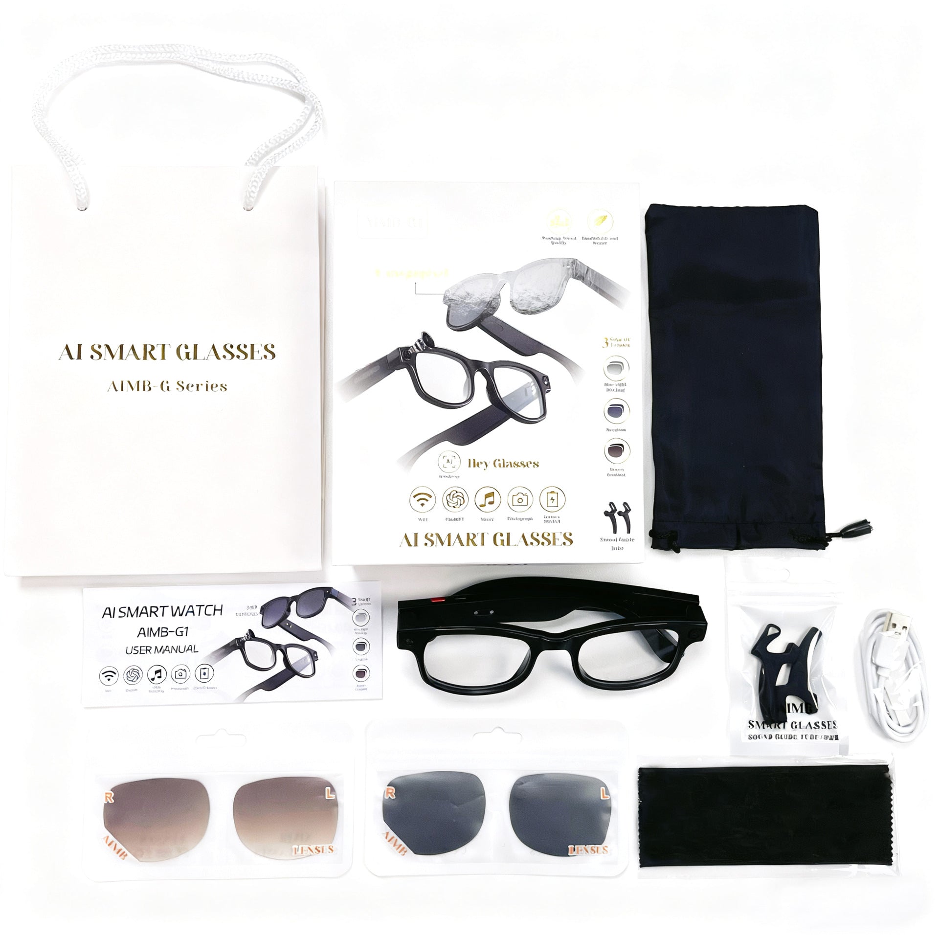 AIMB-G1Smart Glasses800100 Megapixel Camera Ai Simultaneous Translation Recognition1200P Video Recording Audio Recording