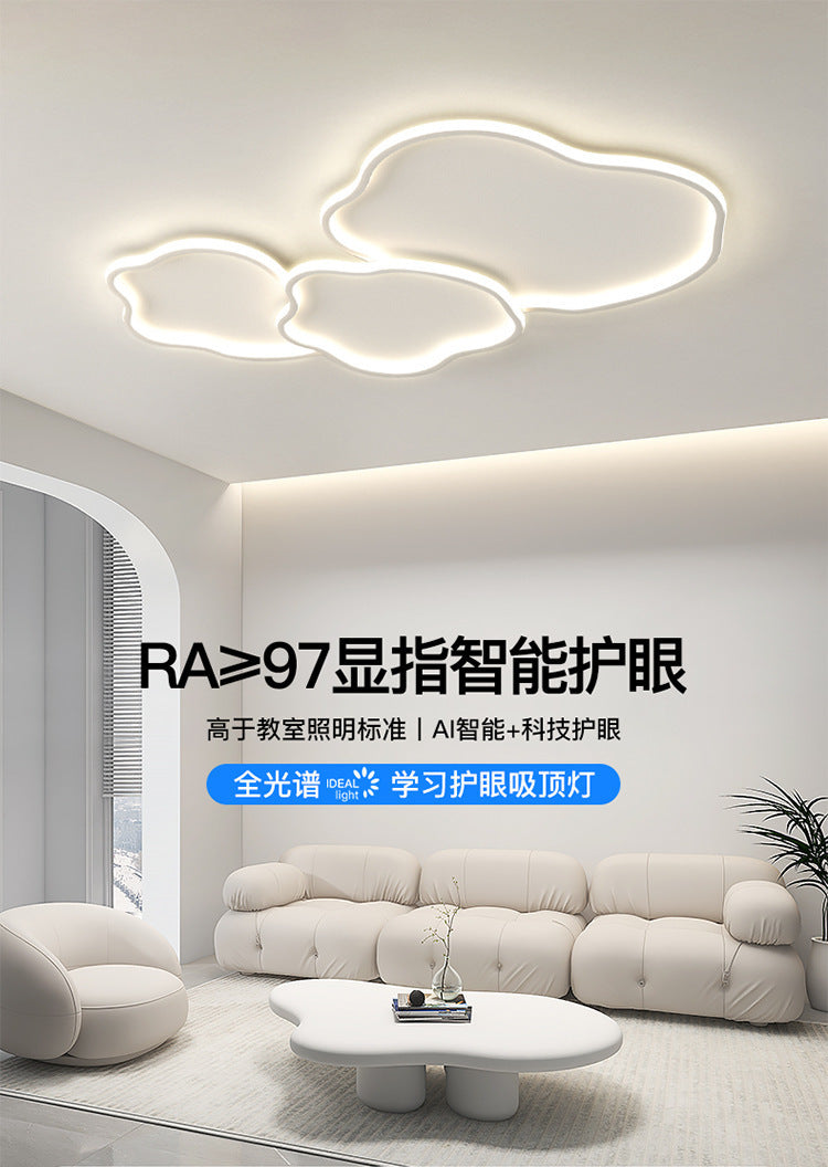 Cream Ceiling Light Minimalist Style Master Bedroom Light Cloud Hall Living Room Eye Protection Simple Room Light Full Spectrum Smart