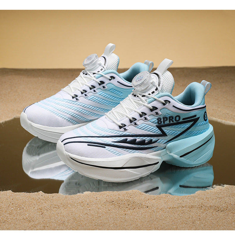 2025New Mesh Breathable Rotating Button Children's Shoes Student Training Running Shoes Red Rabbit Children's Mandarin Duck Sports Shoes