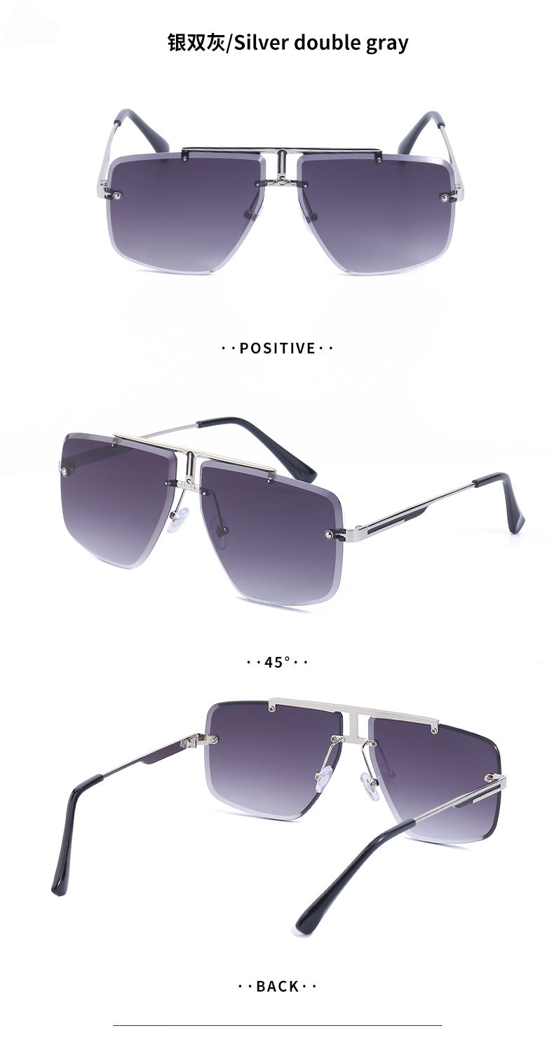 Frameless Sunglasses Men's High-end European and American Fashion New Trendy Glasses Women's Square Frame Sunshade Sunscreen Sunglasses