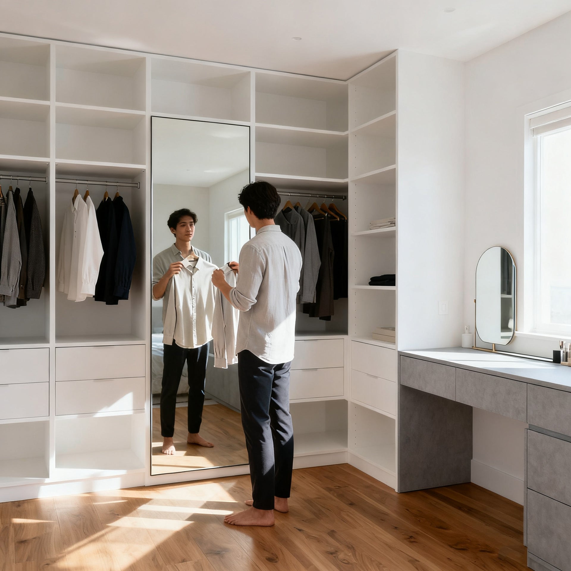 Custom Aluminum Alloy Wardrobe Open Floor-standing Integrated Assembly Walk-in Storage Large Capacity Closet