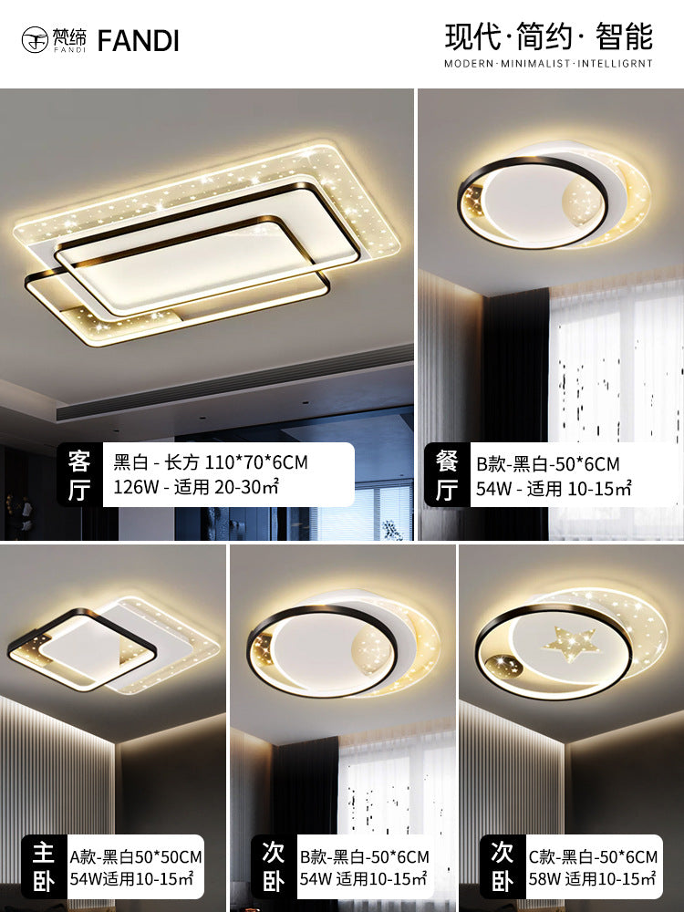 LED Light Luxury Living Room Main Light Starry Sky Restaurant Chandelier Modern Simple Nordic Bedroom Ceiling Light Full House Package