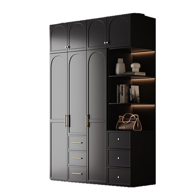 French Retro Style Black Wardrobe Modern Simple Small Apartment Light Luxury Internet Celebrity Closet Storage Cabinet Bedroom Economical Type