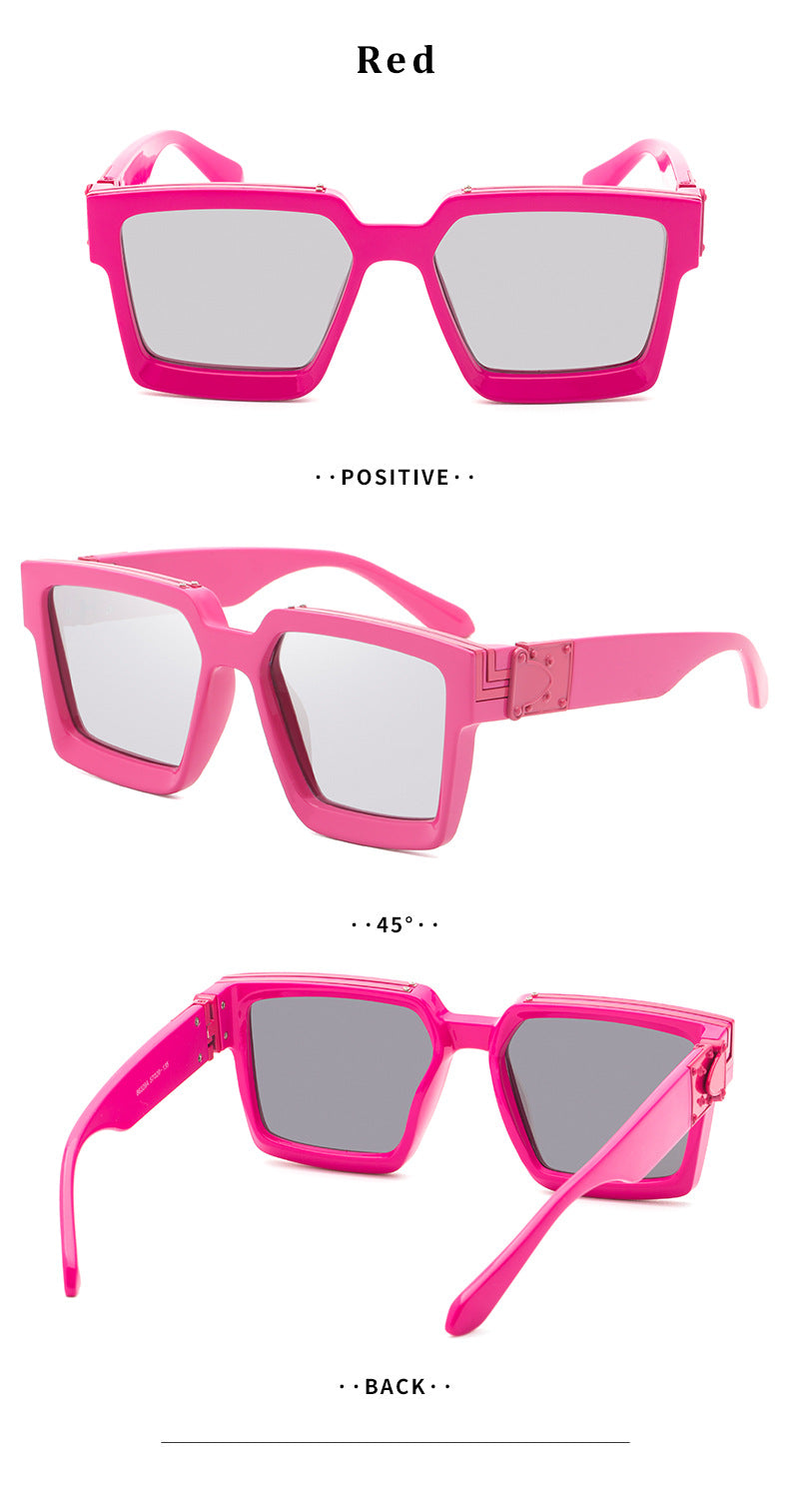 millionaire Large Square Frame Sunglasses for Women, Internet Celebrity Style, 0k Rich Driving Sun Protection Sunglasses for Men86229