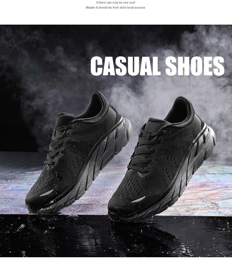 HK Jacquard Mesh Breathable Outdoor Casual Shoes Men's Anti-Slip Soft Sole Lightweight Sports Running Shoes