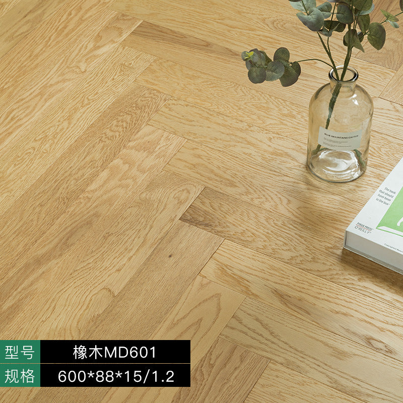 In-stock wholesale with on-site installation Herringbone Locking Floor Heating New Three-Layer Solid Wood Flooring Oak Black Walnut Flooring