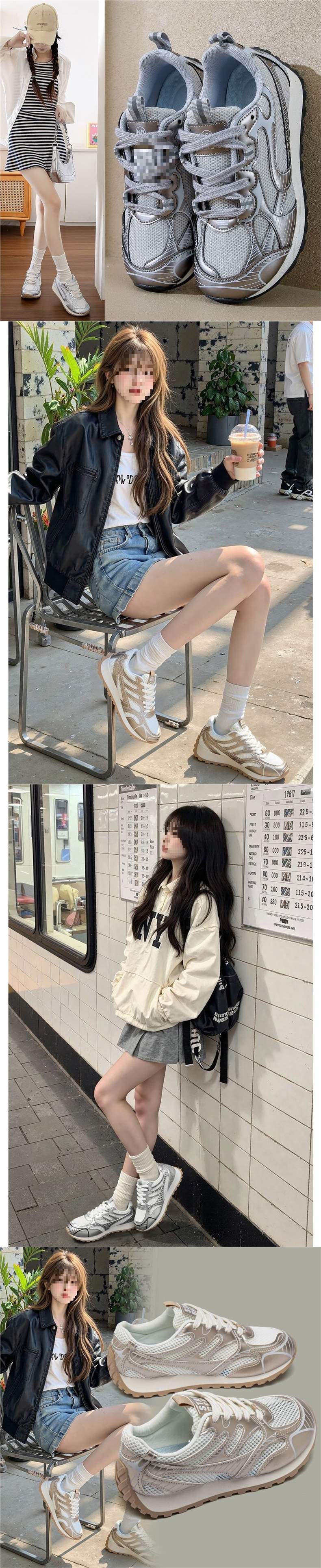 German Training Shoes Women's Shoes2025Spring New Casual Sports Running Shoes Lightweight Forrest Gump Shoes Versatile White Sneakers Mesh Shoes