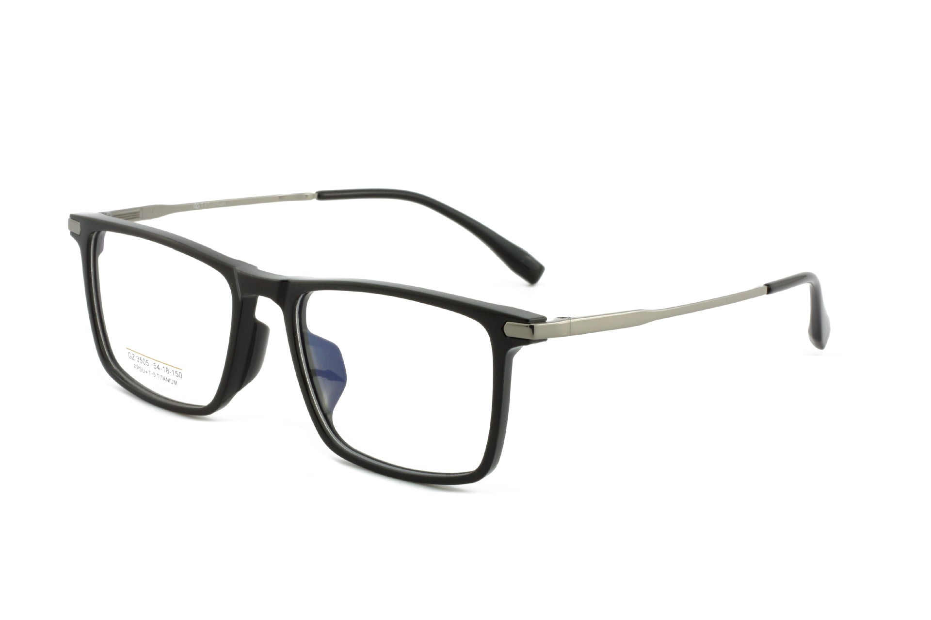 PPSU Half Titanium Eyeglass Frame Square Men's Half Titanium Frame Business Fashion Casual Frame Large Frame Simple