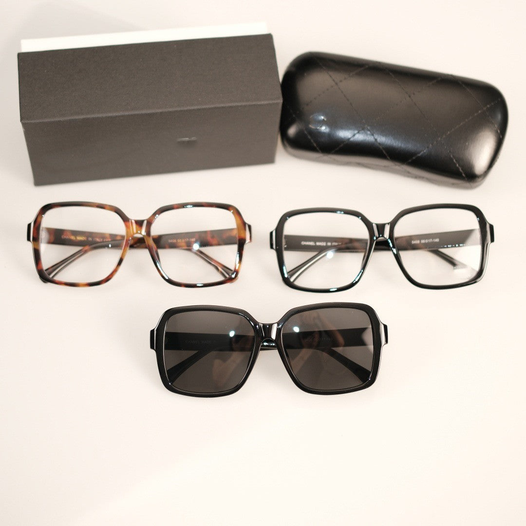 5048Internet Celebrity Style Blue Light Blocking Glasses Small Fragrance Style Large Frame Non-Prescription Glasses Personality Fashion Unisex Bare Face Glasses Frame