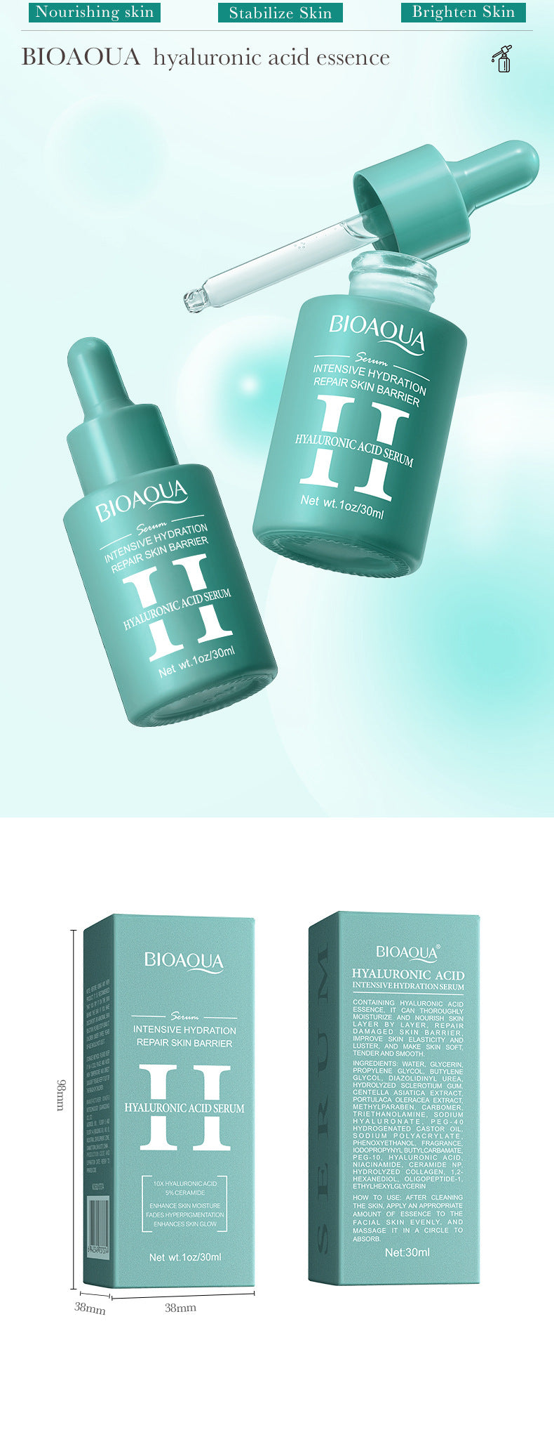 BIOAOUA Essence Series Hydrating and Nourishing Vitamins C Essence  Foreign Trade Factory Direct Sales