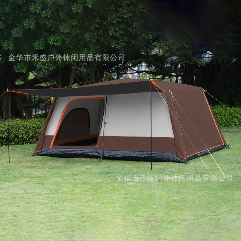 Thickened outdoor tent with two rooms and one living area, sunproof and waterproof3-12Camping Tent