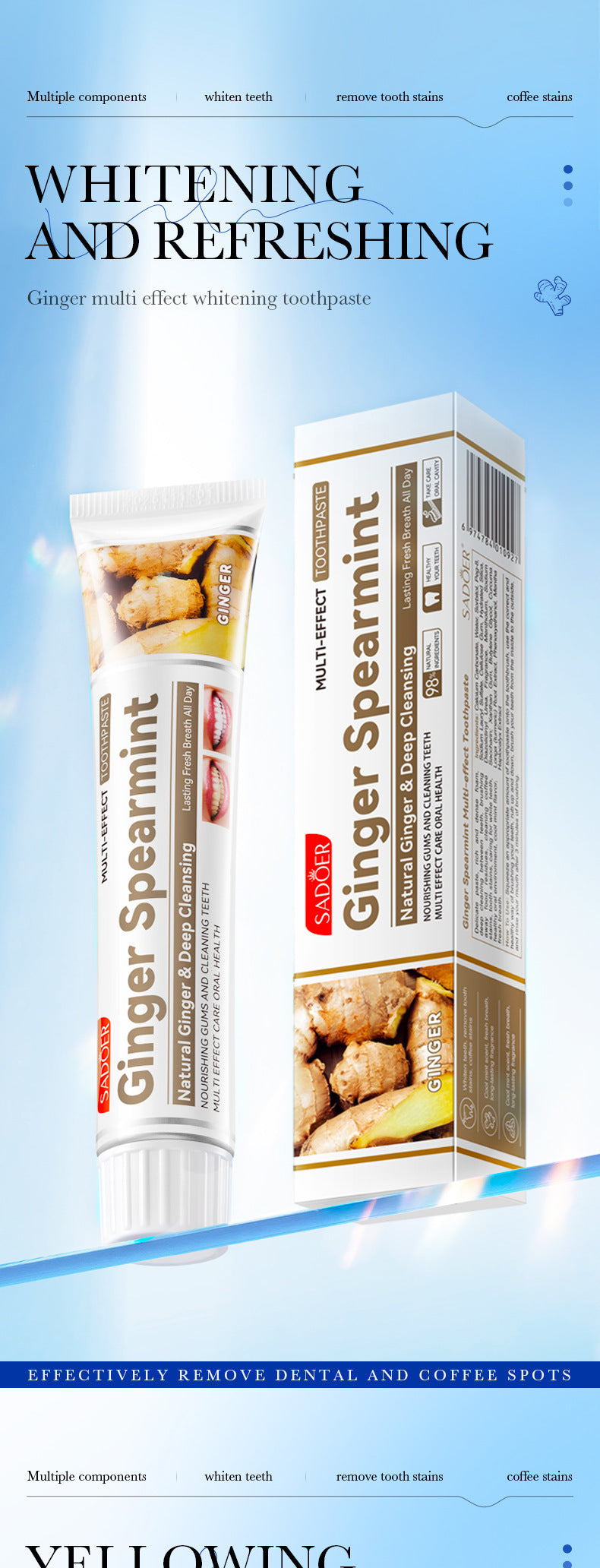 Full English Mint Toothpaste100gSADOER Propolis Sea Salt Ginger Cleans Tartar Strengthens Teeth  Wholesale