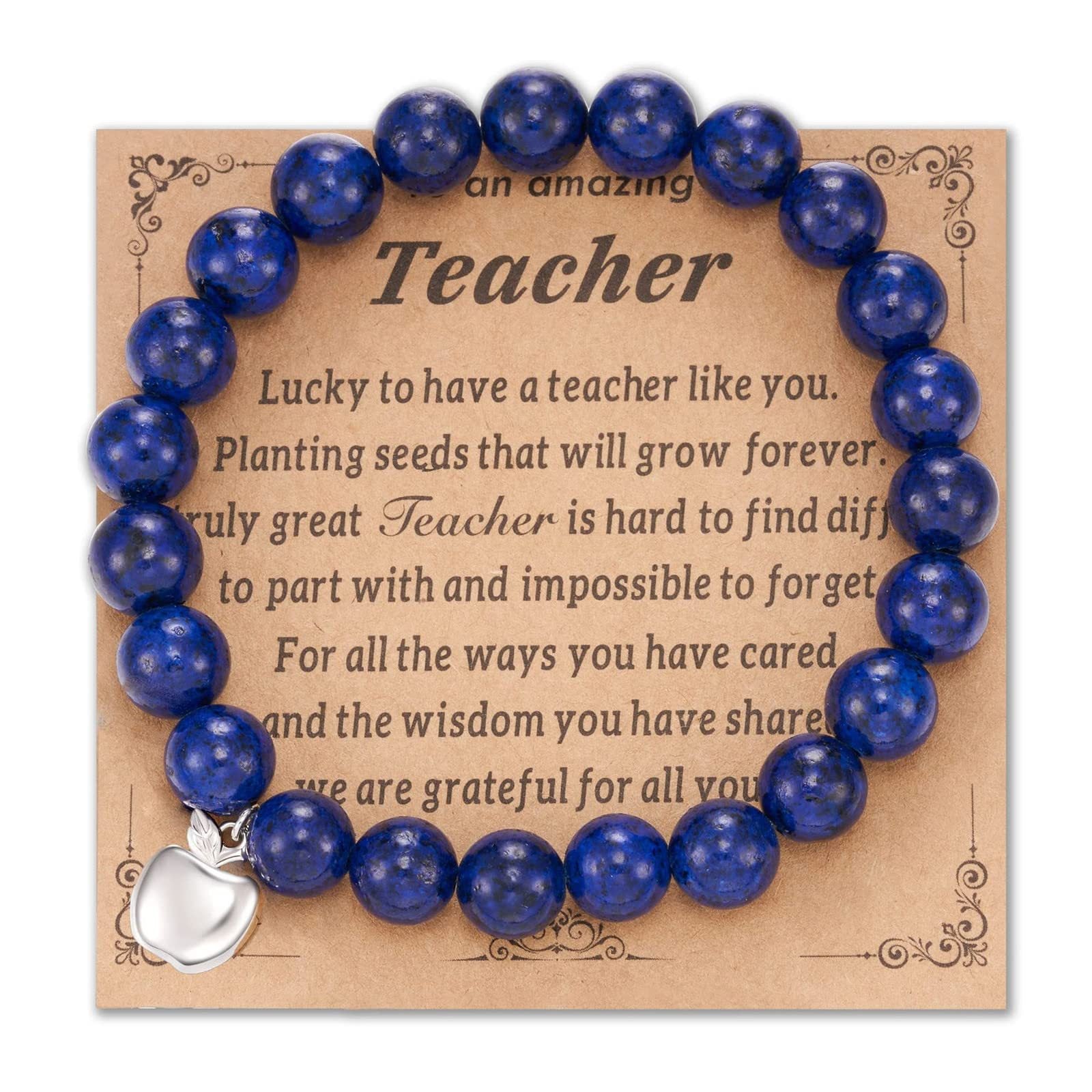 Teacher's Day Apple Pendant Bracelet Graduation Season Gift Lapis Lazuli Heart Pink Zebra Purple Agate Graduation Season Bracelet