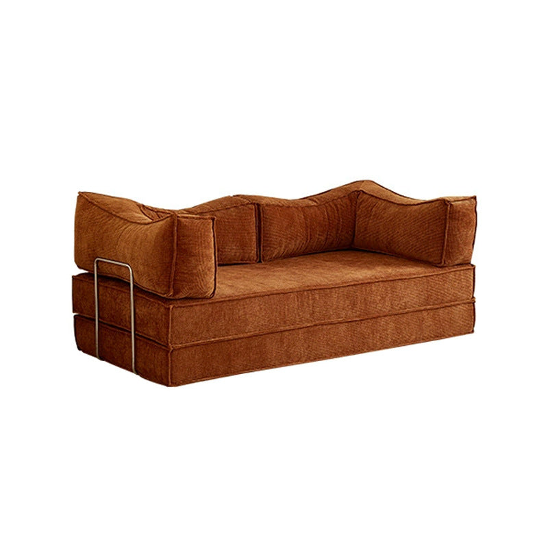 Vintage Style Fabric Sofa Living Room Modular Retro Sofa Dual-use Teddy Sofa Invisible Bed Compression Sofa