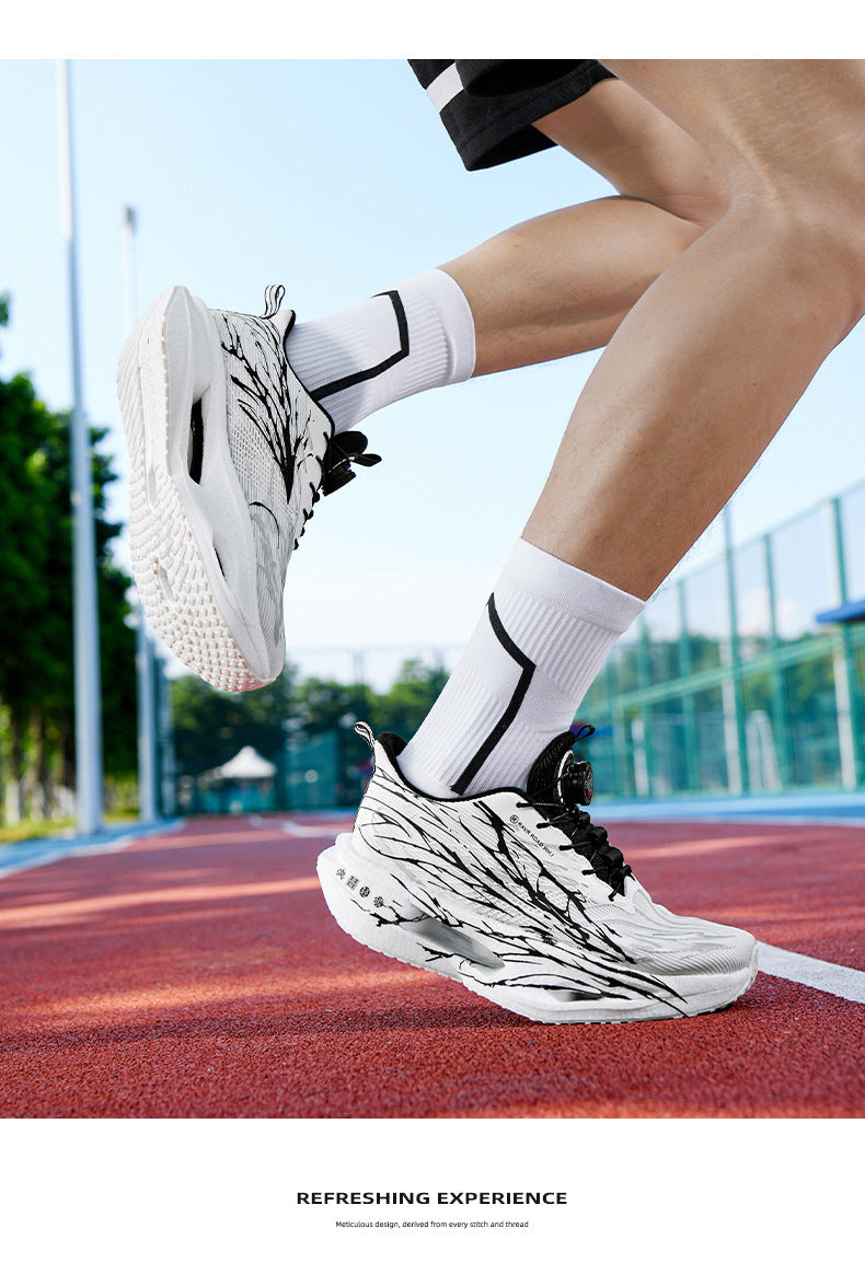 Autumn Winter Double Mesh Thickened Comfortable Rotating Buckle Fluorescent Versatile Running Shoes Youth Carbon Plate Really Soft Sole Sports Shoes