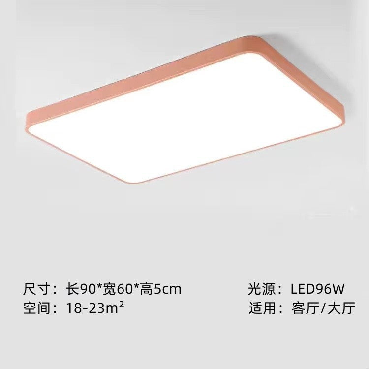 Home Living Room Lamp Rectangular Creative Macaron Ceiling Lamp Room Lamp Modern Simple Iron Art led Bedroom light