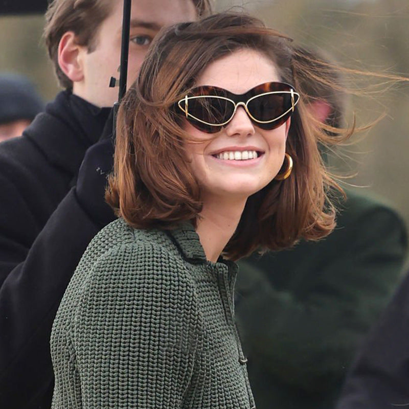 New European and American Fashion Cat Eye Sunglasses for Women Driving, Same Style as Internet Celebrities Y2K Trendy Small Frame Sunglasses sunglas