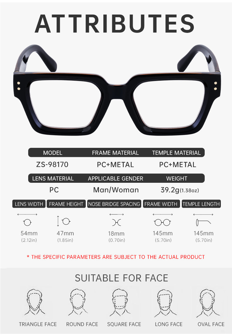 2025New European and American Fashion Square Frame Glasses for Women, Can Be Paired with Prescription or Non-Prescription Lenses, Men's Optical Frames Wholesale