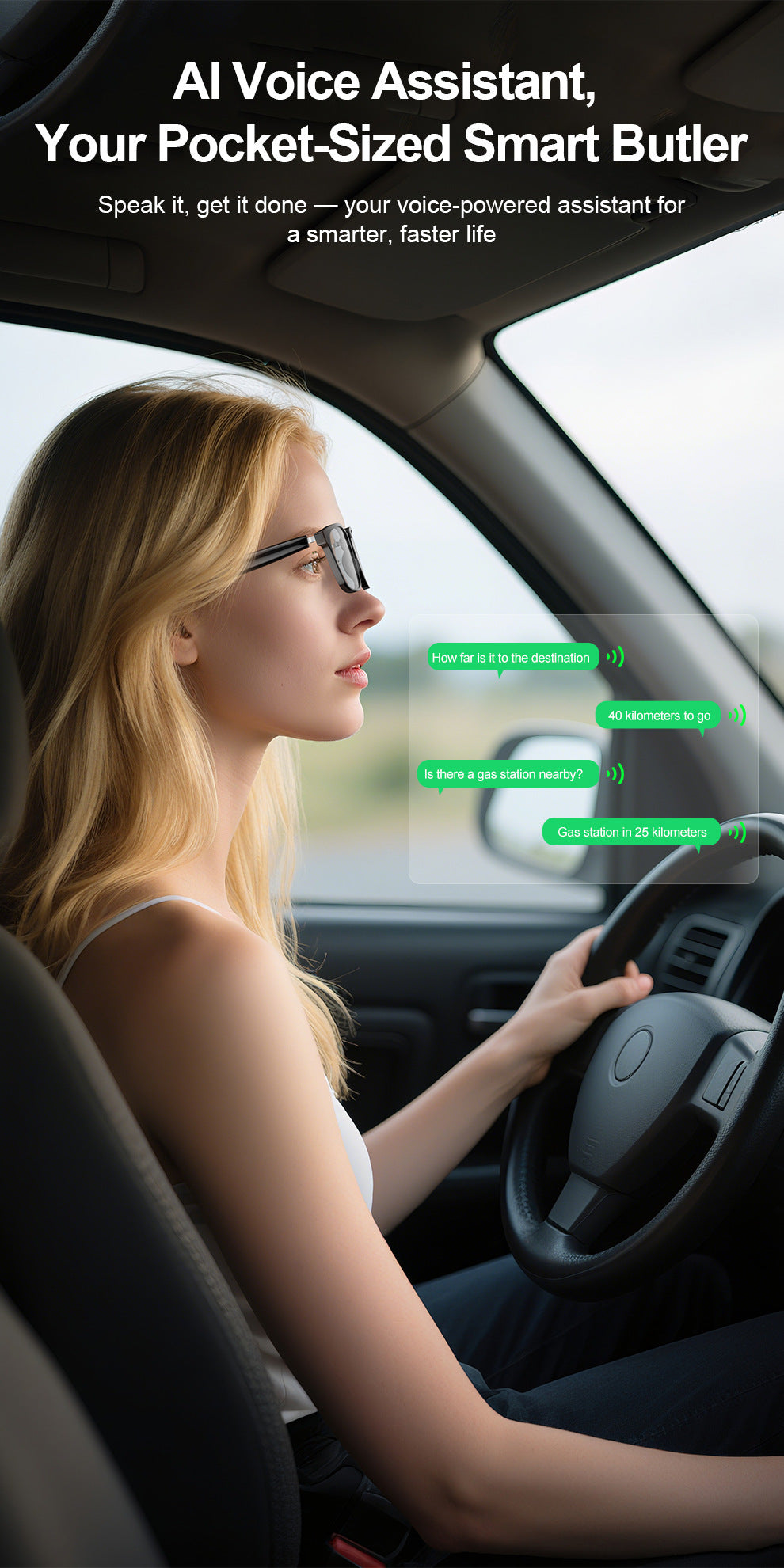 ai Translation Smart Glasses Photochromic Bluetooth Wireless Hands-Free Call Audio Multi-Function Driving Glasses