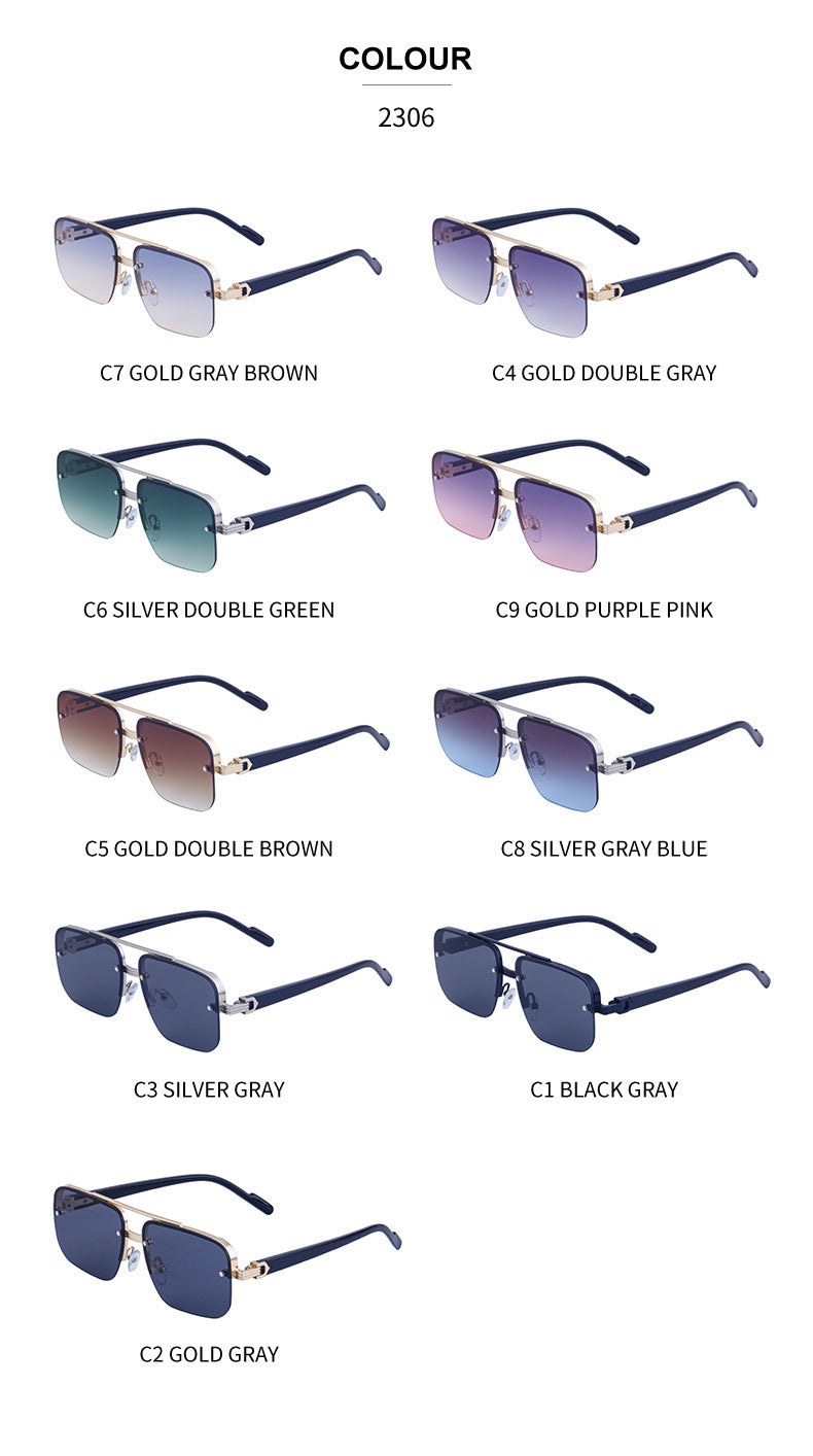 2025New Fashion Half-Frame Cut Edge Sunglasses for Women, High-End Driving Sunglasses for Men, Wholesale Glasses