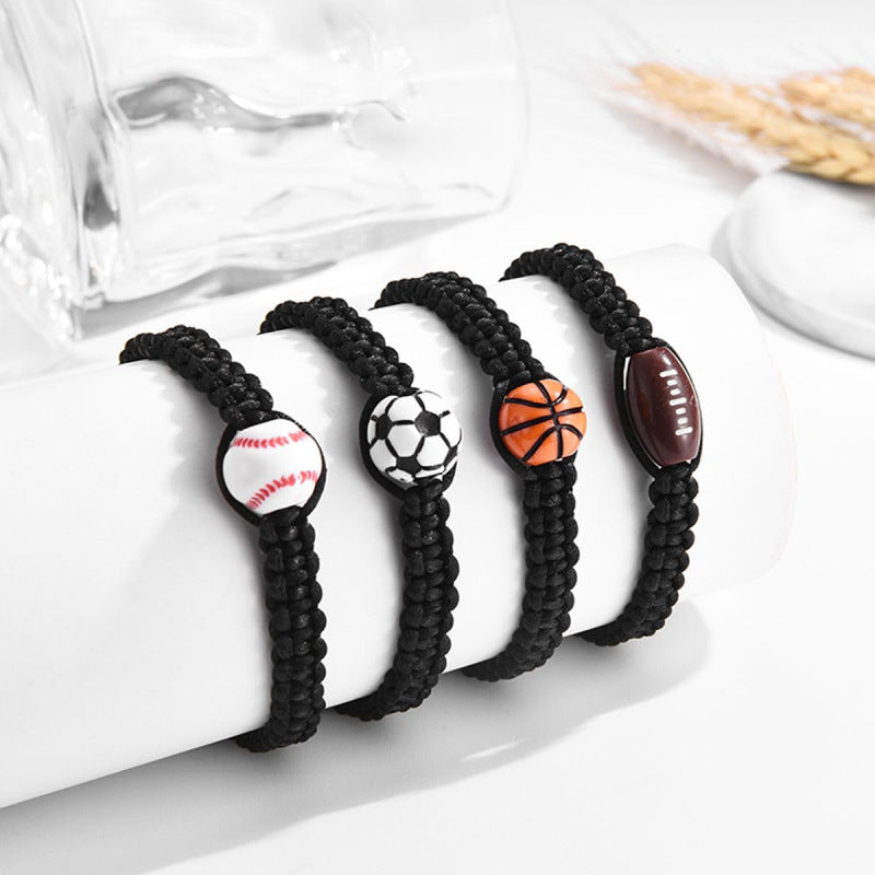 Valentine's Day Gift Baseball Bracelet for Boyfriend Football Basketball Rugby Friendship Sports Ball Woven Bracelet