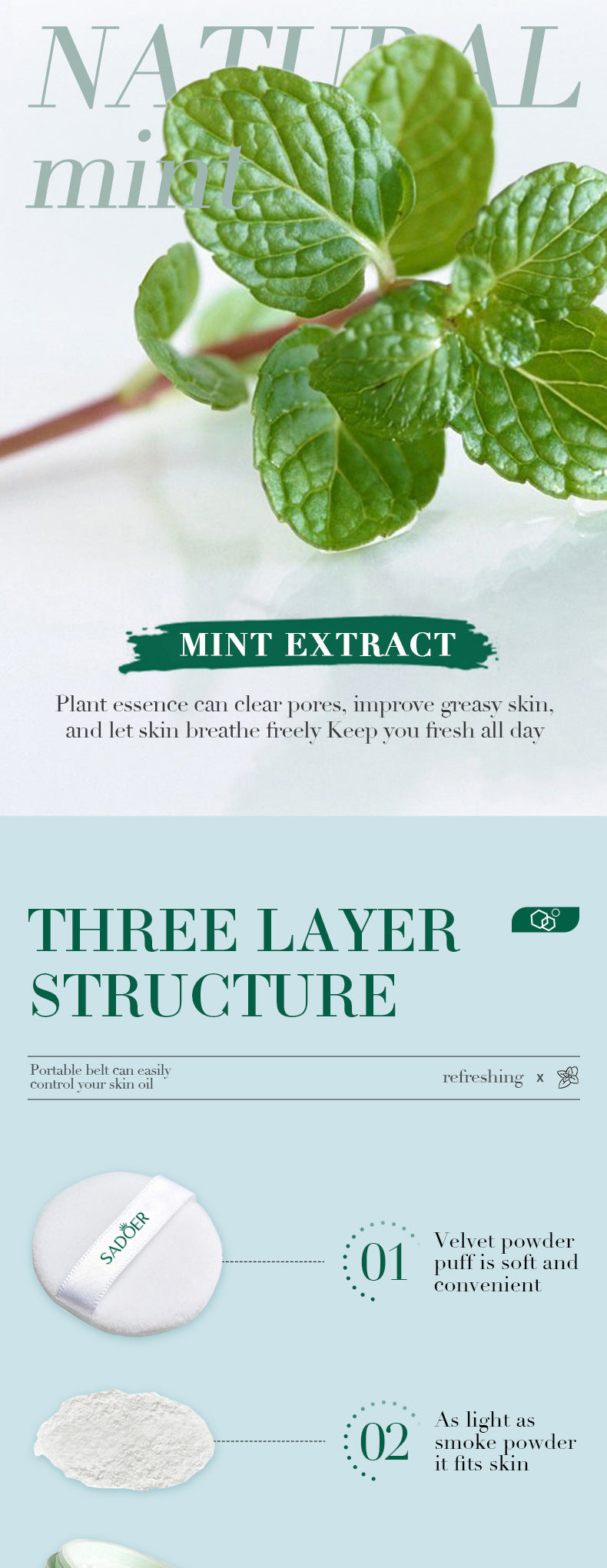 Full English Makeup SADOER Mineral Loose Powder Refreshing Lightweight Setting Concealer Powder  Wholesale