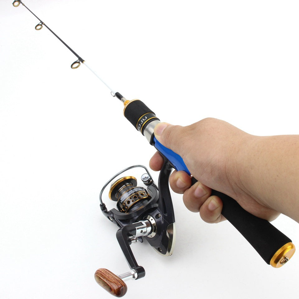One piece58cm Ice Fishing Rod Winter Fishing Rod Spinning Wheel Fishing Gear Set Boat Rod Fishing Gear