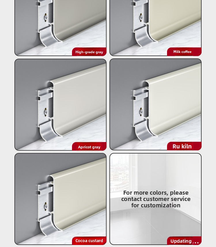 Aluminum alloy skirting board, ultra-thin snap-on minimalist corner trim6cm8cm Metal stainless steel ultra-narrow baseboard