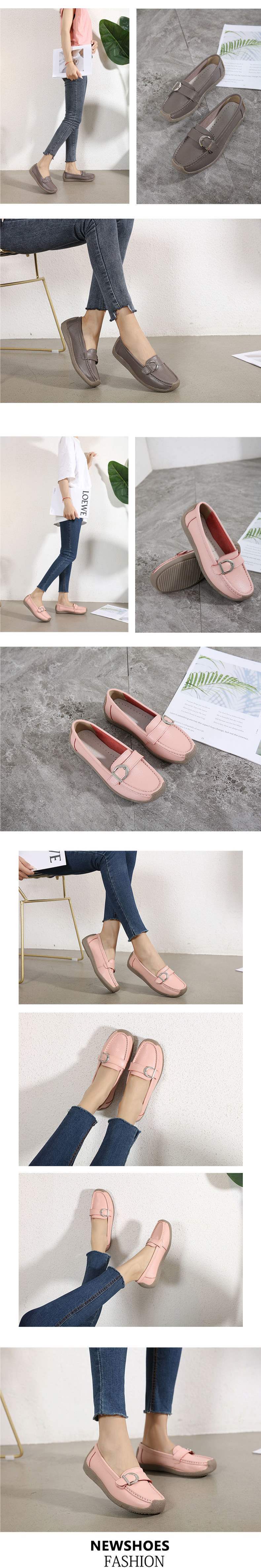 Genuine Leather Cowhide Sole Deep Mouth Women's Shoes Soft Sole Mom Shoes Nurse Shoes Flat Loafers Women's Non-Slip Maternity Flats