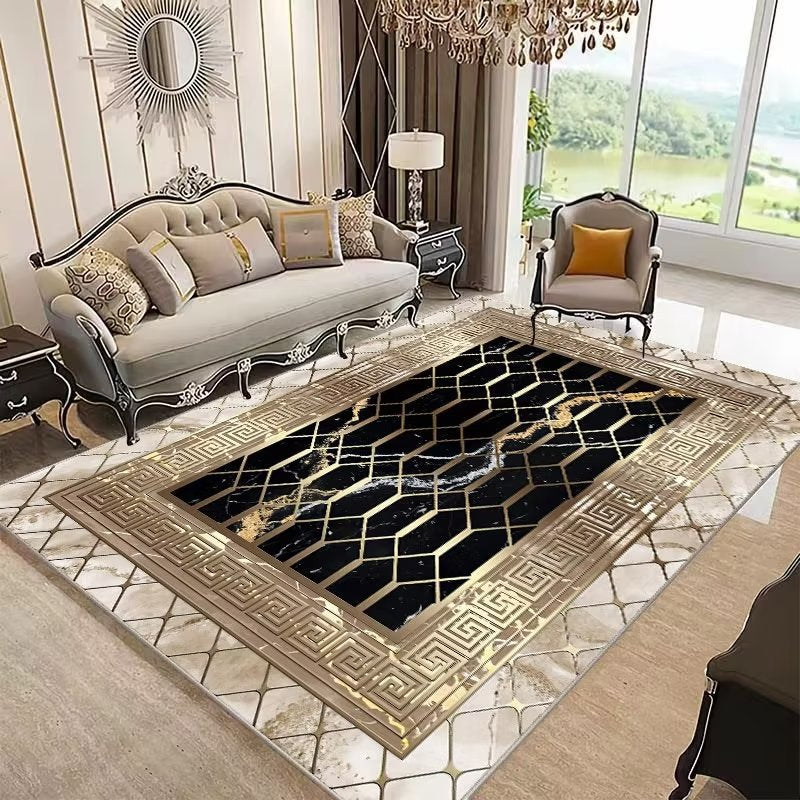 Light Luxury Living Room Carpet Modern Bedroom Full Geometric Carpet Home Simple Line Stain-Resistant Sofa Cushion