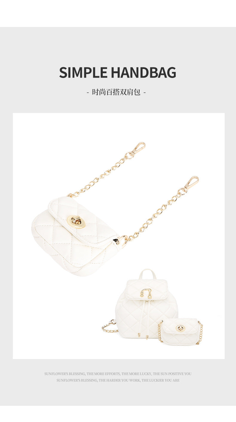Chanel Style Quilted Design Simple Backpack for Women Mini Version Versatile New Niche High-end Small Backpack with Chain