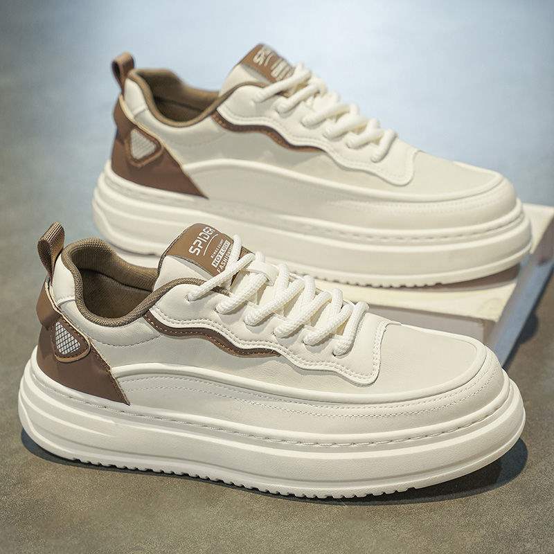 Men's Shoes2025Summer New Breathable Versatile Low-Top Casual Sneakers Men's Leather Waterproof Sports White Trendy Shoes