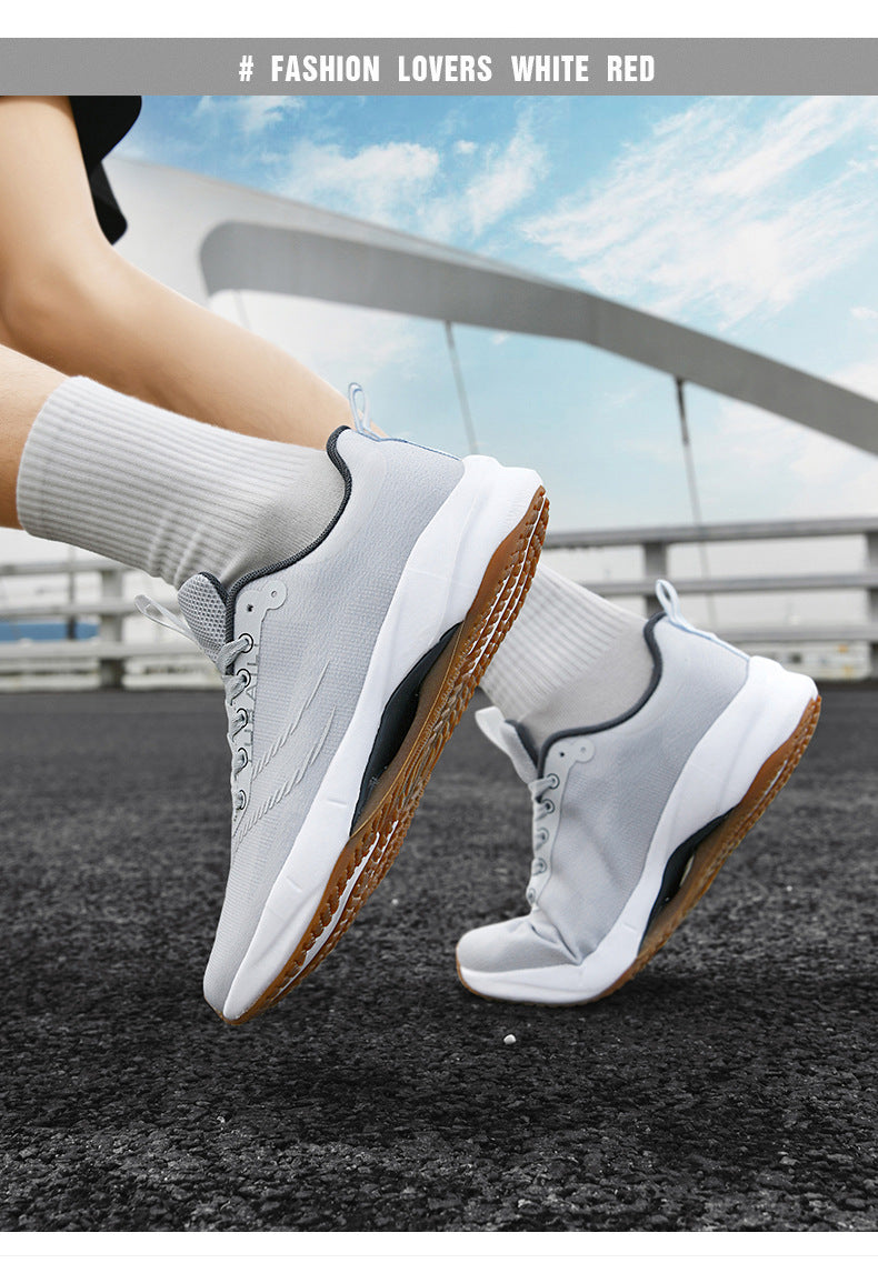 Summer Men's Fashion Breathable Sneakers Student Outdoor Trendy Lace-up Thick-soled Low-top Casual Running Shoes